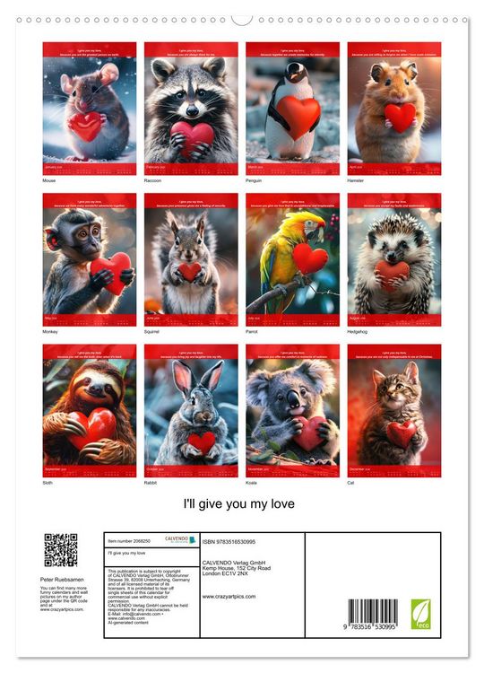 Produktbild: I'll give you my love (High Quality Premium Wall Calendar 2026 DIN A2 portrait),CALVENDO 12 Month Wall Calendar