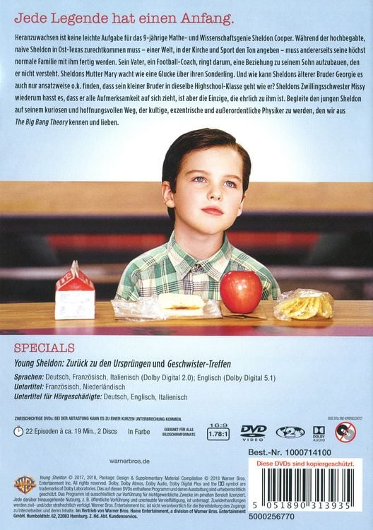 Produktbild: Young Sheldon - Die komplette erste Staffel [2 DVDs]