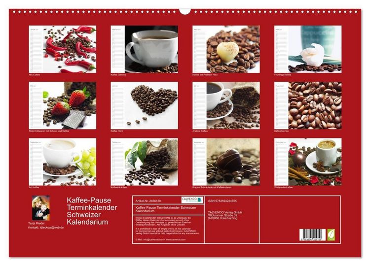 Produktbild: Kaffee-Pause Terminkalender Schweizer Kalendarium (Wandkalender 2027 DIN A2 quer), CALVENDO Monatskalender