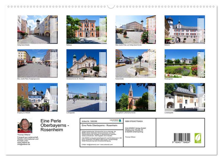 Produktbild: Eine Perle Oberbayerns - Rosenheim (hochwertiger Premium Wandkalender 2026 DIN A2 quer), Kunstdruck in Hochglanz