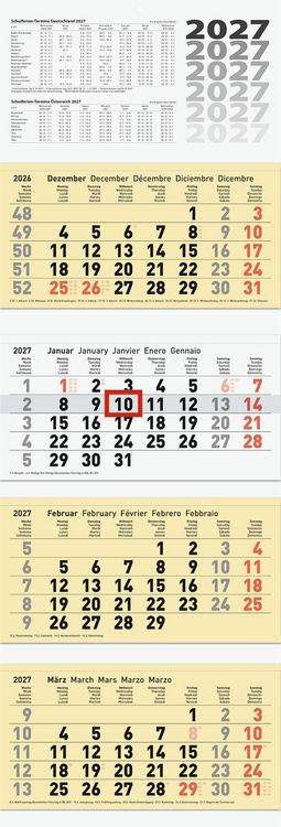 Produktbild: BRUNNEN 1070214107 4-Monatskalender 2027 chamois, 320&times;940 mm