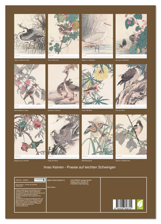 Produktbild: Imao Keinen - Poesie auf leichten Schwingen (Wandkalender 2026 DIN A3 hoch), CALVENDO Monatskalender