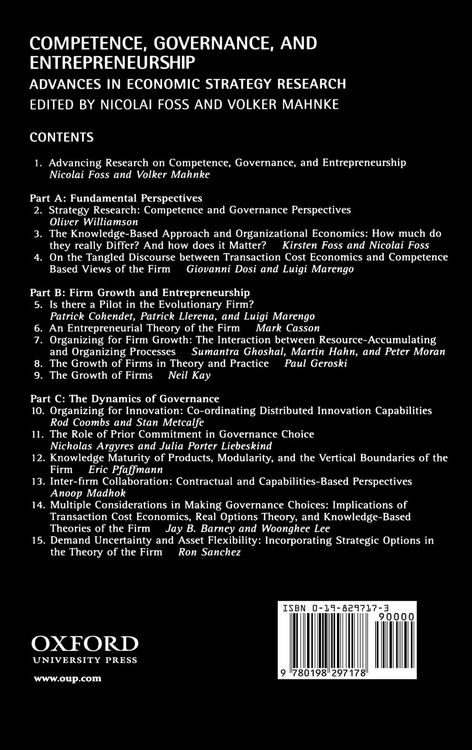 Produktbild: Competence, Governance, and Entrepreneurship