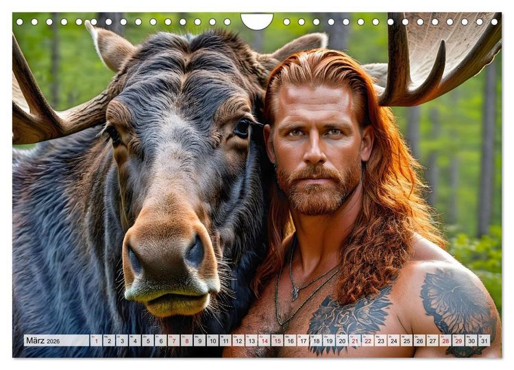 Produktbild: Naturburschen im Wald - Muskeln, Tattoos und Waldbewohner (Wandkalender 2026 DIN A4 quer), CALVENDO Monatskalender