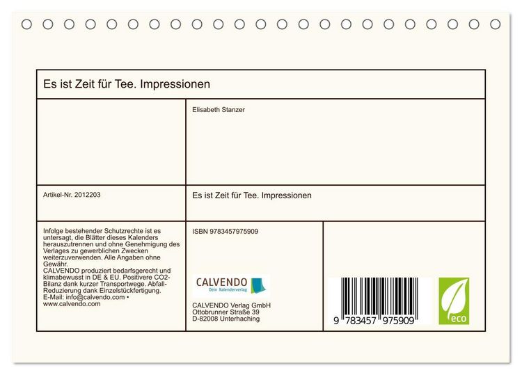 Produktbild: Es ist Zeit f&uuml;r Tee. Impressionen (Tischkalender 2026 DIN A5 quer), CALVENDO Monatskalender