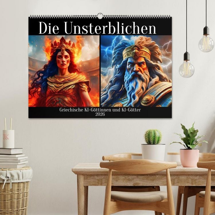 Produktbild: Die Unsterblichen - Griechische KI-G&ouml;ttinnen und KI-G&ouml;tter (Wandkalender 2026 DIN A2 quer), CALVENDO Monatskalender