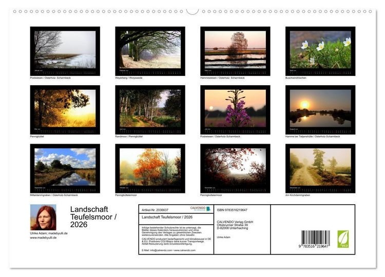 Produktbild: Landschaft Teufelsmoor / 2026 (hochwertiger Premium Wandkalender 2026 DIN A2 quer), Kunstdruck in Hochglanz
