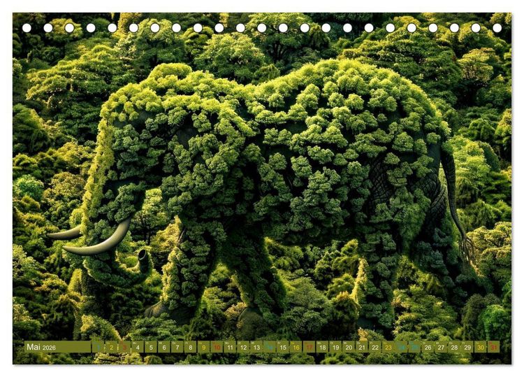 Produktbild: Elefanten - modern Art (Tischkalender 2026 DIN A5 quer), CALVENDO Monatskalender