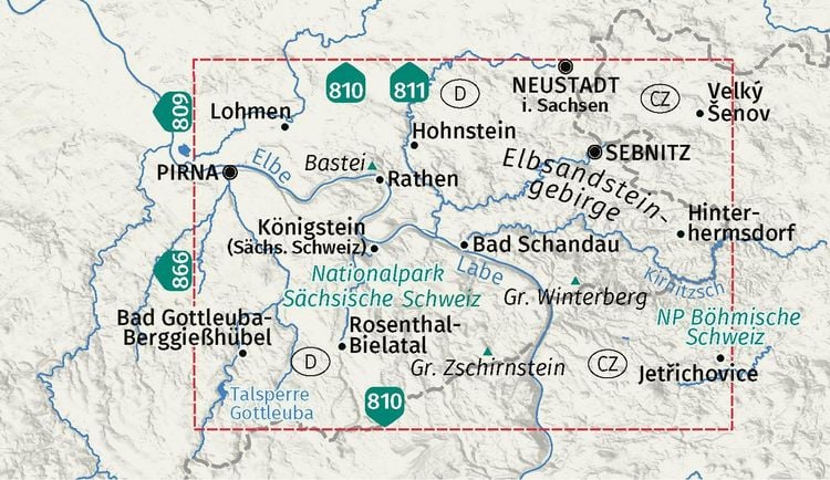 Produktbild: KOMPASS Wanderkarte 761 Elbsandsteingebirge, Nationalpark S&auml;chsische Schweiz, Nationalpark B&ouml;hmische Schweiz 1:25.000
