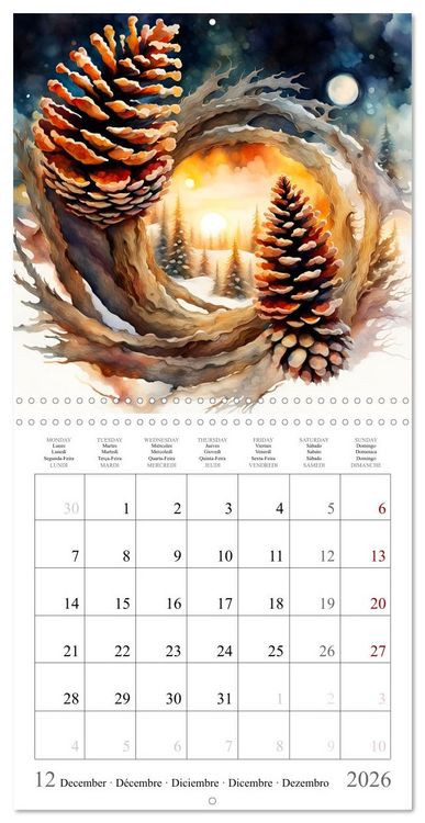 Produktbild: Magie des quatre saisons (Calendrier mural carr&eacute; 2026 30x30 cm) Calendrier double avec une page pour vos prises de notes