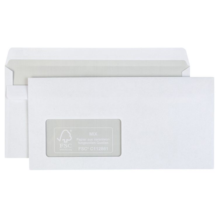 Produktbild: Idena Briefumschl&auml;ge 75g/m&sup2; selbstklebend mit Fenster wei&szlig; DIN lang 100 St&uuml;ck