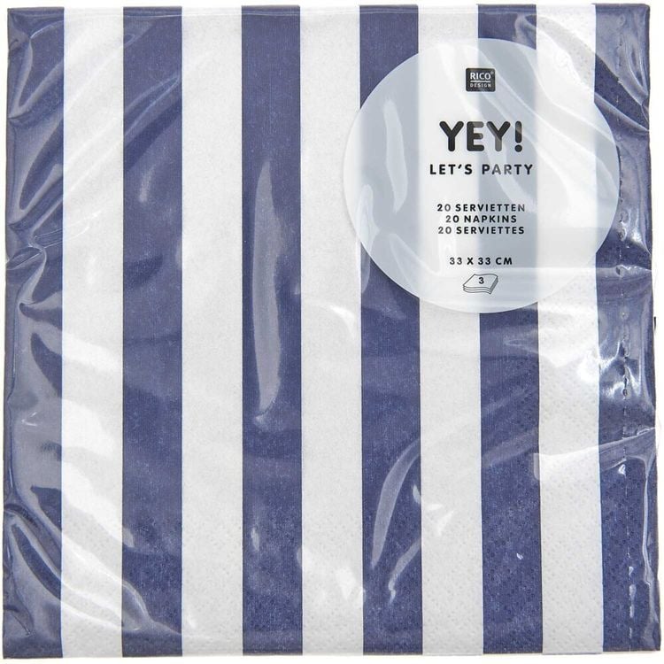 Produktbild: Servietten, blau/wei&szlig; gestreift,