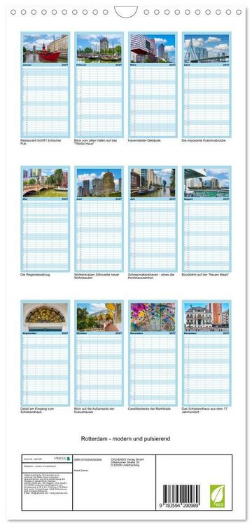 Produktbild: Familienplaner 2027 - Rotterdam - modern und pulsierend mit 5 Spalten (Wandkalender, 21 x 45 cm) CALVENDO