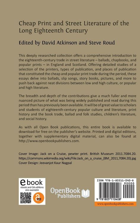 Produktbild: Cheap Print and Street Literature of the Long Eighteenth Century