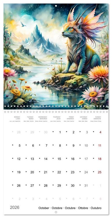 Produktbild: Cr&eacute;atures enchant&eacute;es (Calendrier mural carr&eacute; 2026 30x30 cm) Calendrier double avec une page pour vos prises de notes