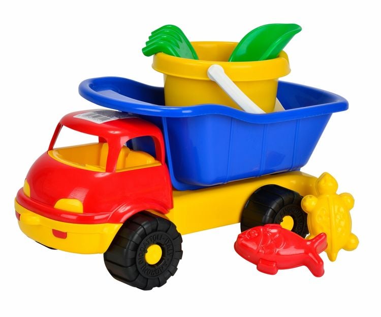 Produktbild: Sandfahrzeug LKW Kipper mit Eimergarnitur 35cm 2fach sortiert
