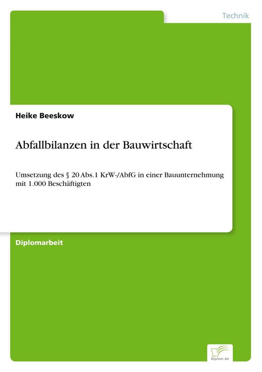 Produktbild: Abfallbilanzen in der Bauwirtschaft