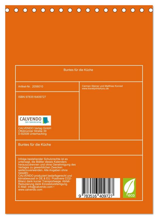 Produktbild: Buntes f&uuml;r die K&uuml;che (Tischkalender 2026 DIN A5 hoch), CALVENDO Monatskalender