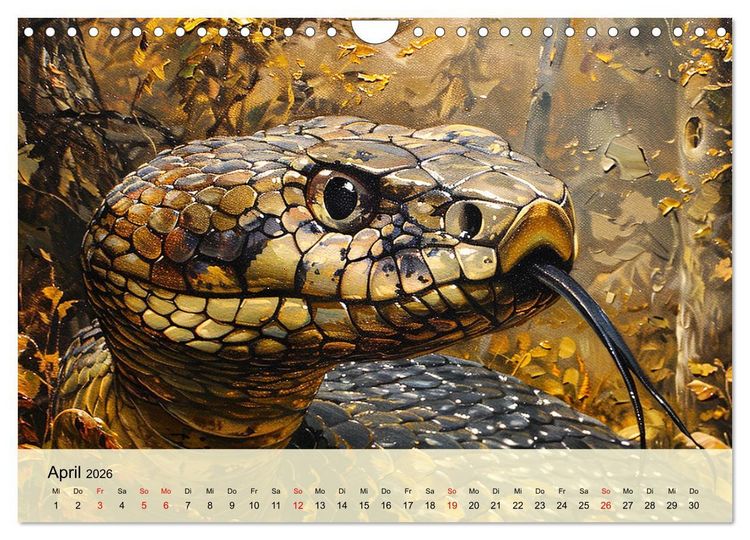 Produktbild: Schlangen. Faszination Reptilien. Kunstvolle Paintings (Wandkalender 2026 DIN A4 quer), CALVENDO Monatskalender