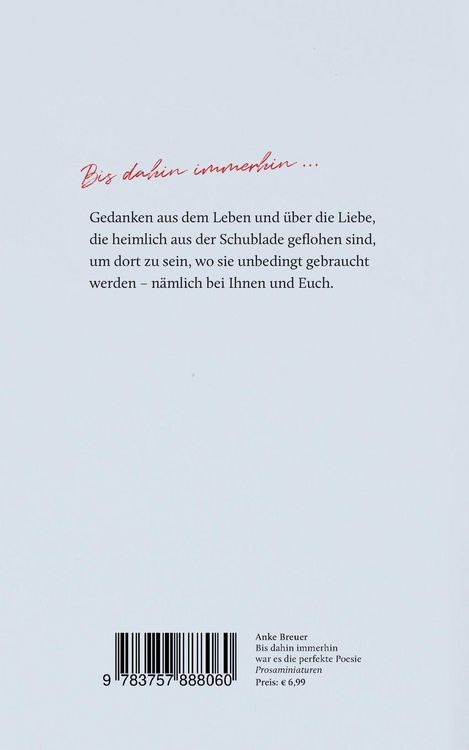 Produktbild: Bis dahin immerhin war es die perfekte Poesie