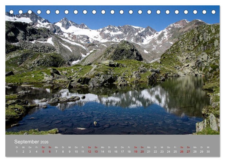 Produktbild: Das Stubaital in Tirol - Gipfelsturm und Gletscherseen (Tischkalender 2026 DIN A5 quer), CALVENDO Monatskalender