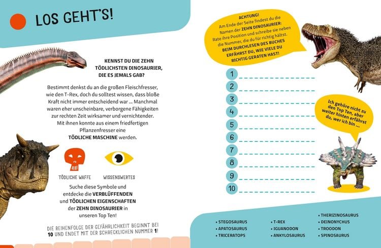 Produktbild: Top Ten die gef&auml;hrlichsten Dinosaurier