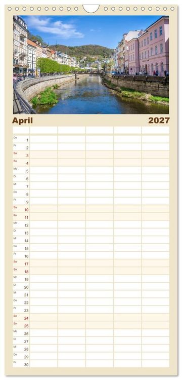 Produktbild: Familienplaner 2027 - Karlsbad / Karlovy Vary - Kleinod im Westb&ouml;hmischen B&auml;derdreieck mit 5 Spalten (Wandkalender, 21 x 45 cm) CALVENDO