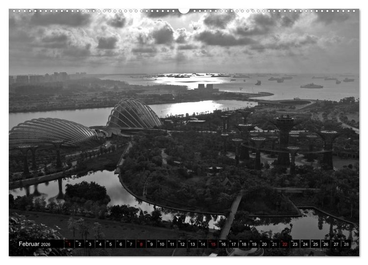 Produktbild: Singapur - Impressionen in schwarz - weiss (Wandkalender 2026 DIN A2 quer), CALVENDO Monatskalender