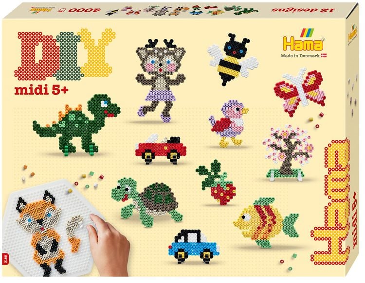 Produktbild: Hama 3165 - DIY B&uuml;gelperlen Midi 5+, Motiv Bastelwelt Mix, Geschenkpackung, 4000 St&uuml;ck