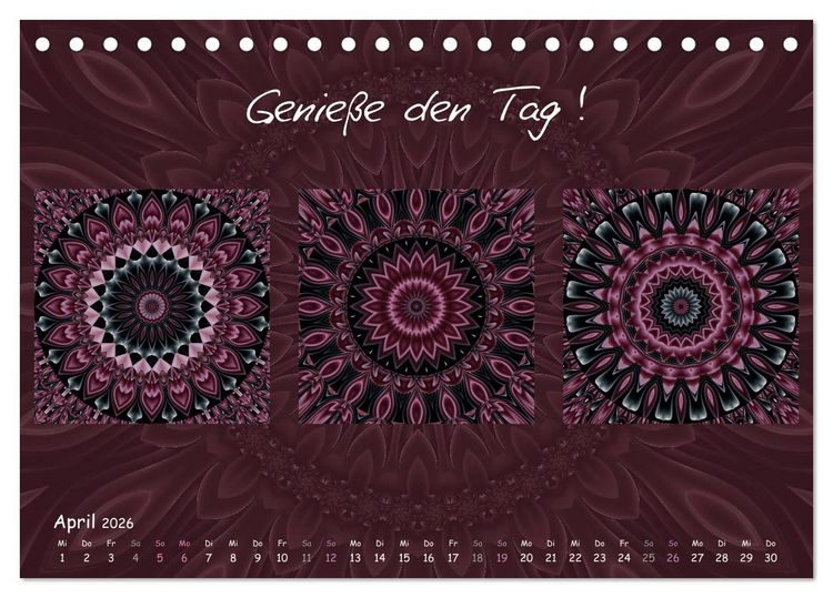 Produktbild: Mandala Trilogien (Tischkalender 2026 DIN A5 quer), CALVENDO Monatskalender
