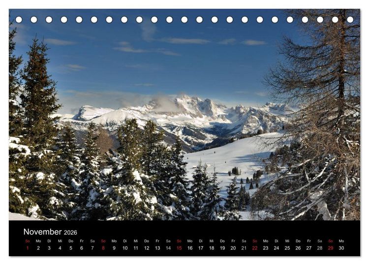 Produktbild: Die Seiser Alm im Winter (Tischkalender 2026 DIN A5 quer), CALVENDO Monatskalender