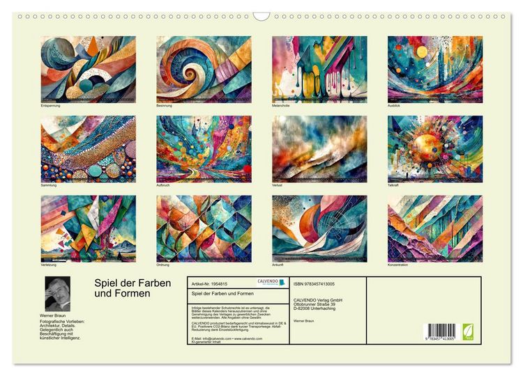 Produktbild: Spiel der Farben und Formen (Wandkalender 2026 DIN A2 quer), CALVENDO Monatskalender