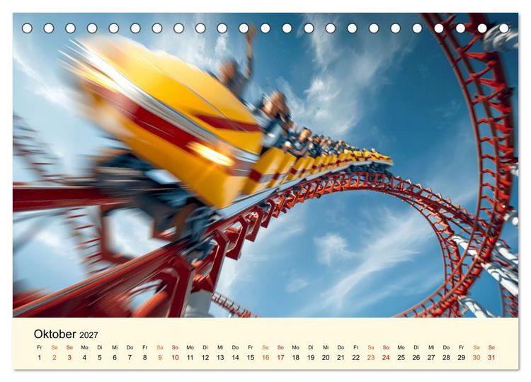 Produktbild: Achterbahn - High Tech, High Speed, High Thrill (Tischkalender 2027 DIN A5 quer), CALVENDO Monatskalender