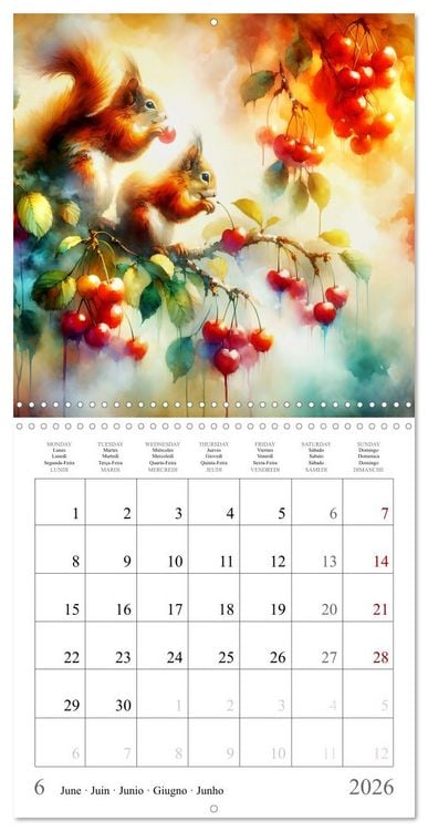 Produktbild: Magie de l'&eacute;cureuil (Calendrier mural carr&eacute; 2026 30x30 cm) Calendrier double avec une page pour vos prises de notes