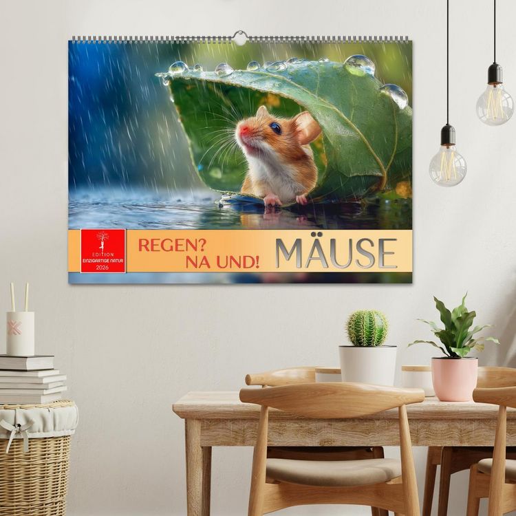 Produktbild: Regen? Na und! M&auml;use (Wandkalender 2026 DIN A2 quer), CALVENDO Monatskalender