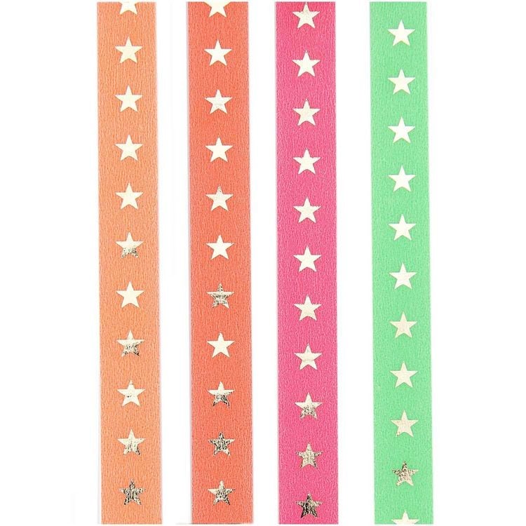 Produktbild: Tape Set Neon, Sterne MIX, 4 Stk, 1,5cm x 10m