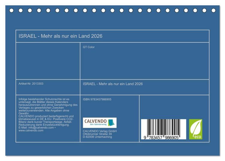 Produktbild: ISRAEL - Mehr als nur ein Land 2026 (Tischkalender 2026 DIN A5 quer), CALVENDO Monatskalender