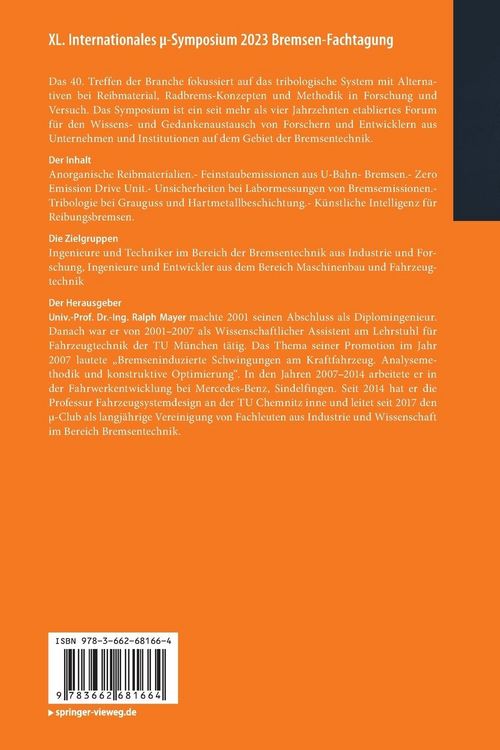 Produktbild: XL. Internationales &mu;-Symposium 2023 Bremsen-Fachtagung