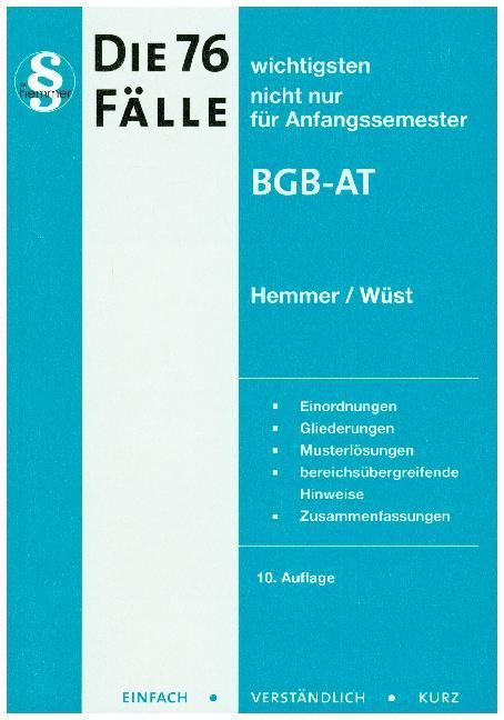 Produktbild: Die 76 wichtigsten F&auml;lle BGB AT