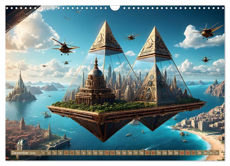 Produktbild: Steampunk Pyramidenwelt (Wandkalender 2026 DIN A3 quer), CALVENDO Monatskalender