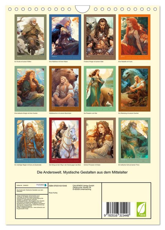 Produktbild: Die Anderswelt. Mystische Gestalten aus dem Mittelalter (Wandkalender 2026 DIN A4 hoch), CALVENDO Monatskalender