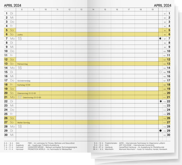 Produktbild: Brunnen Faltkalender 9x15cm 2S/1M Einlage