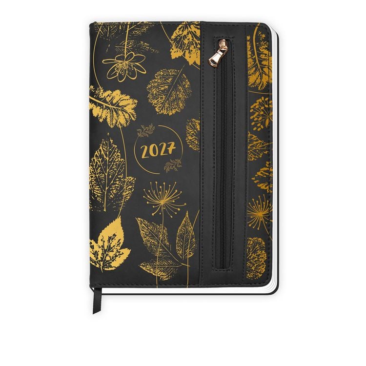 Produktbild: TR&Ouml;TSCH - Wochenplaner A5 mit Tasche Flowers black 2027