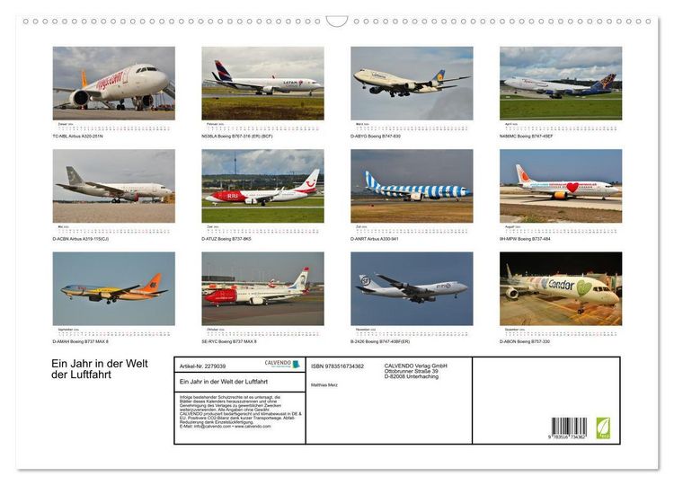 Produktbild: Ein Jahr in der Welt der Luftfahrt (Wandkalender 2026 DIN A2 quer), CALVENDO Monatskalender