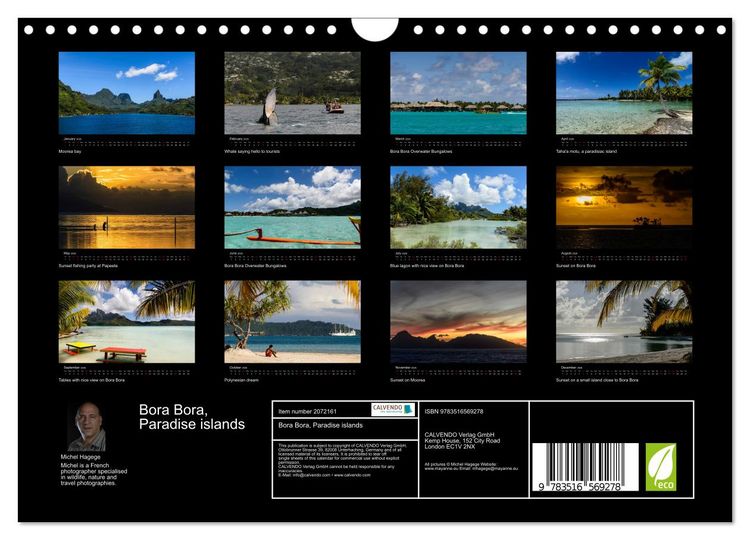 Produktbild: Bora Bora, Paradise islands (Wall Calendar 2026 DIN A4 landscape), CALVENDO 12 Month Wall Calendar