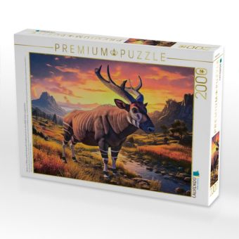 Produktbild: CALVENDO Puzzle Die bis zu 3 Meter gro&szlig;e Rindergiraffe (Sivatherium) ist vor etwa 8000 Jahren ausgestorben. | 2000 Teile Lege-Gr&ouml;&szlig;e 90x67cm Foto-Puzzl