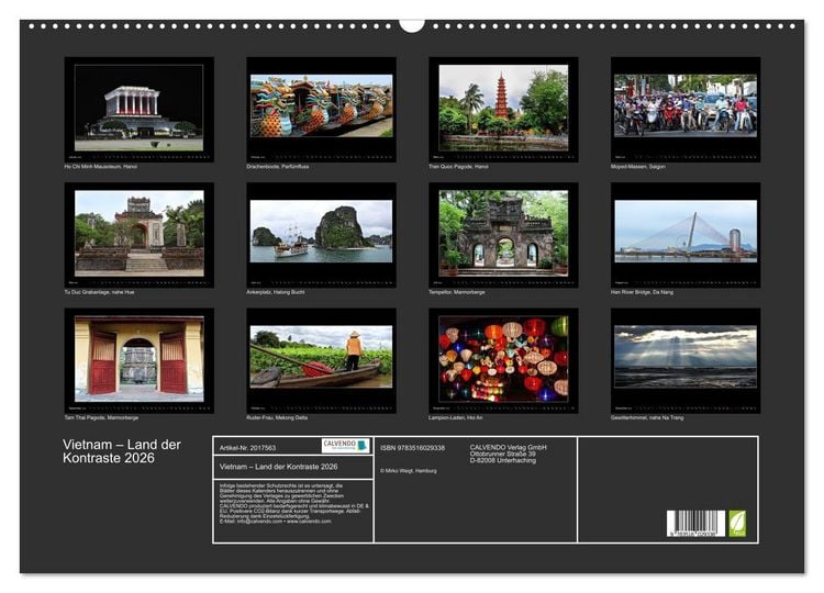 Produktbild: Vietnam &ndash; Land der Kontraste 2026 (Wandkalender 2026 DIN A2 quer), CALVENDO Monatskalender