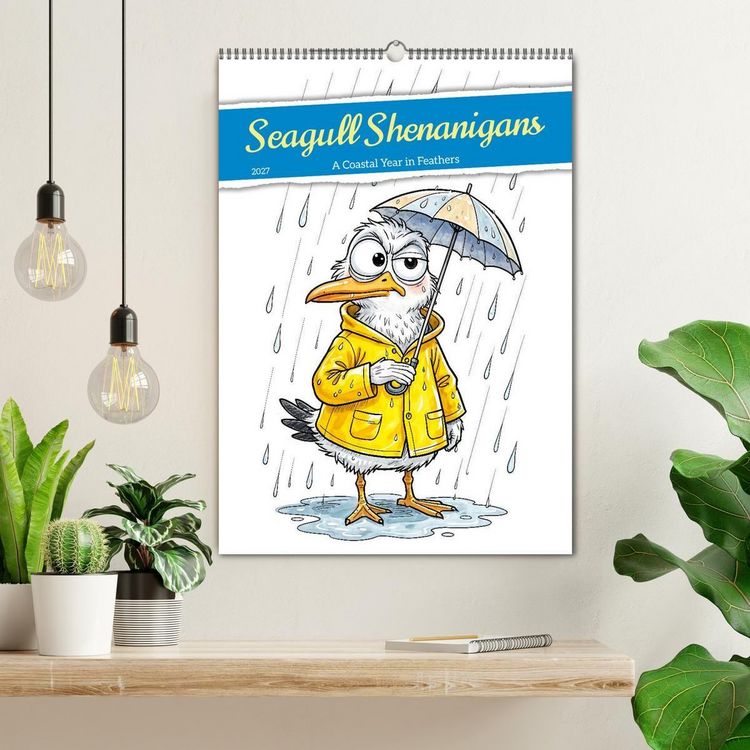 Produktbild: Seagull Shenanigan - A Coastal Year in Feathers (Wall Calendar 2027 DIN A2 portrait), CALVENDO 12 Month Wall Calendar