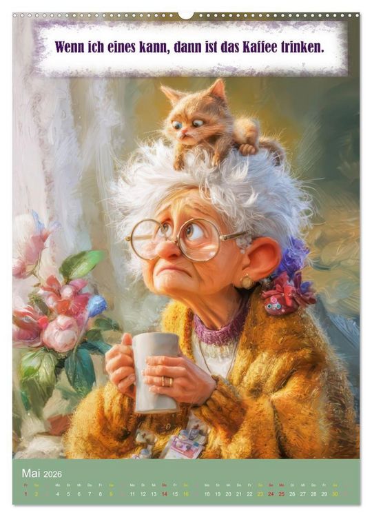 Produktbild: Kaffeezeit - Humor und Spr&uuml;che (Wandkalender 2026 DIN A2 hoch), CALVENDO Monatskalender