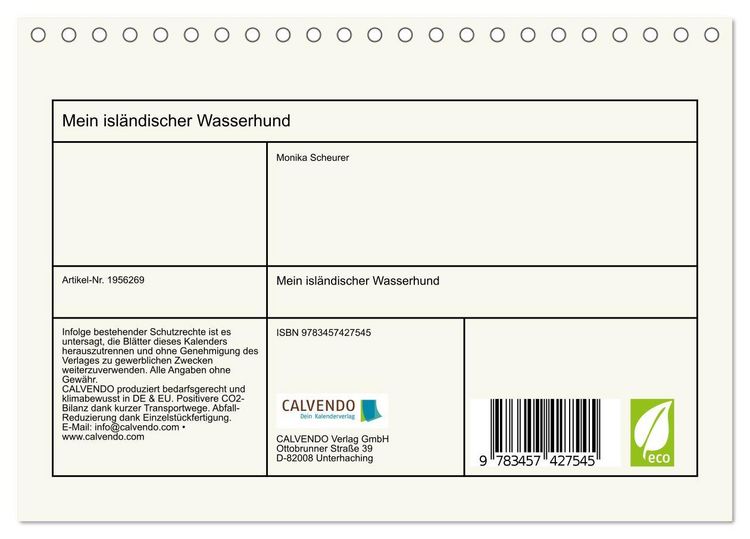 Produktbild: Mein isl&auml;ndischer Wasserhund (Tischkalender 2026 DIN A5 quer), CALVENDO Monatskalender